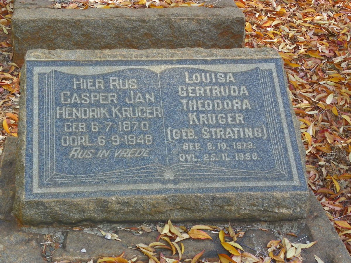 KRUGER Casper Jan Hendrik 1870-1948 &amp; Louisa Gertruda Theodora STRATING 1879-1956