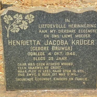 KRÜGER Henrietta Jacoba nee BRUWER 1906-1946