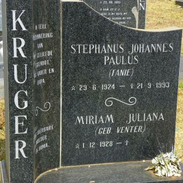KRUGER Stephanus Johannes Paulus 1924-1993 &amp; Miriam Juliana VENTER 1928-