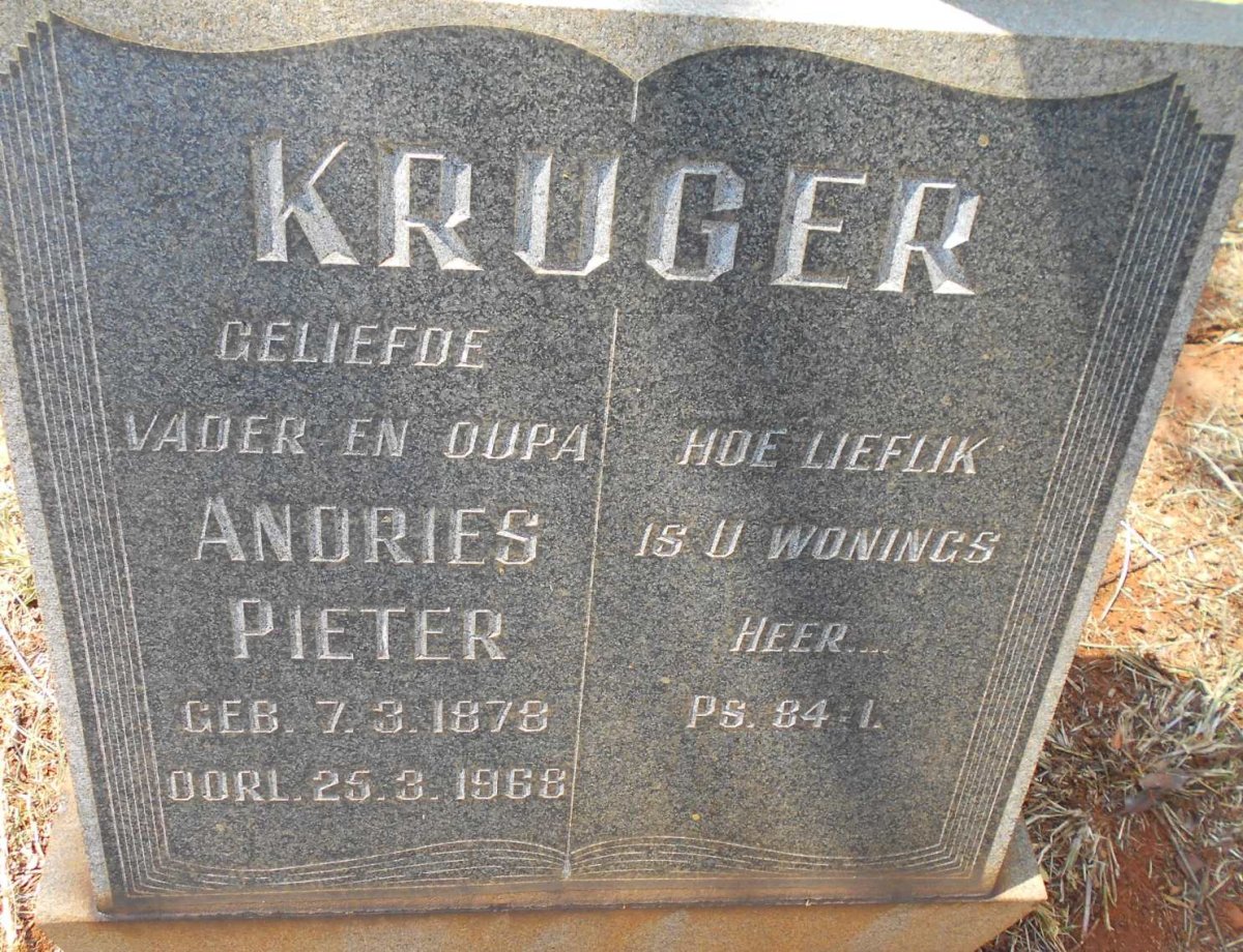 KRUGER Andries Pieter 1878-1968