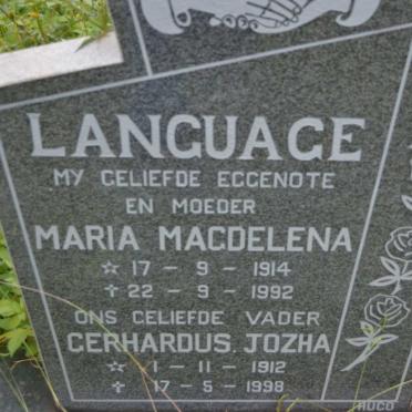 LANGUAGE Gerhardus Jozha 1912-1998 &amp; Maria Magdelena 1914-1992