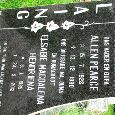 LAING Allen Pearce 1928-1990 &amp; Elsabie Magdalena Hendriena 1935-2012