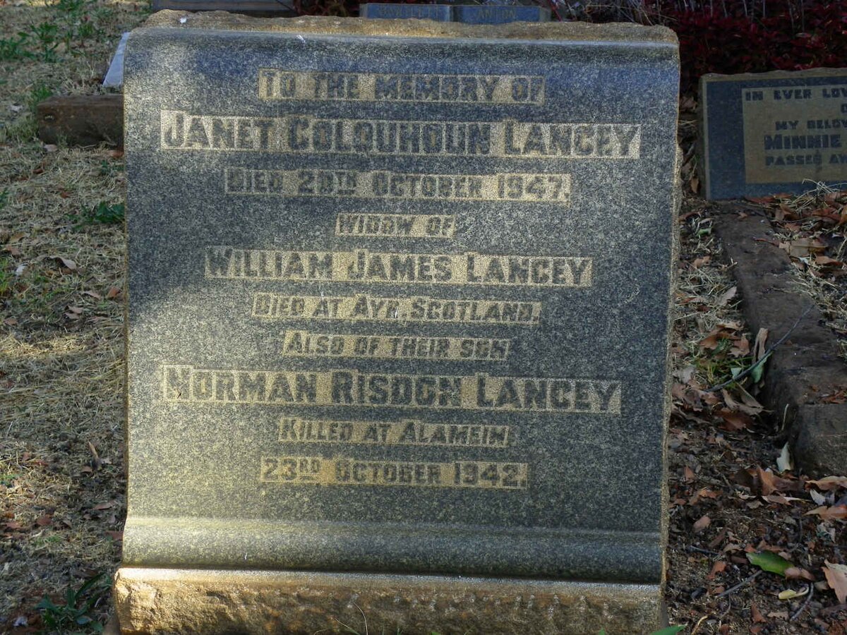 LANCEY Janet Colquhoun -1947 :: LANCEY Norman Risdon -1942