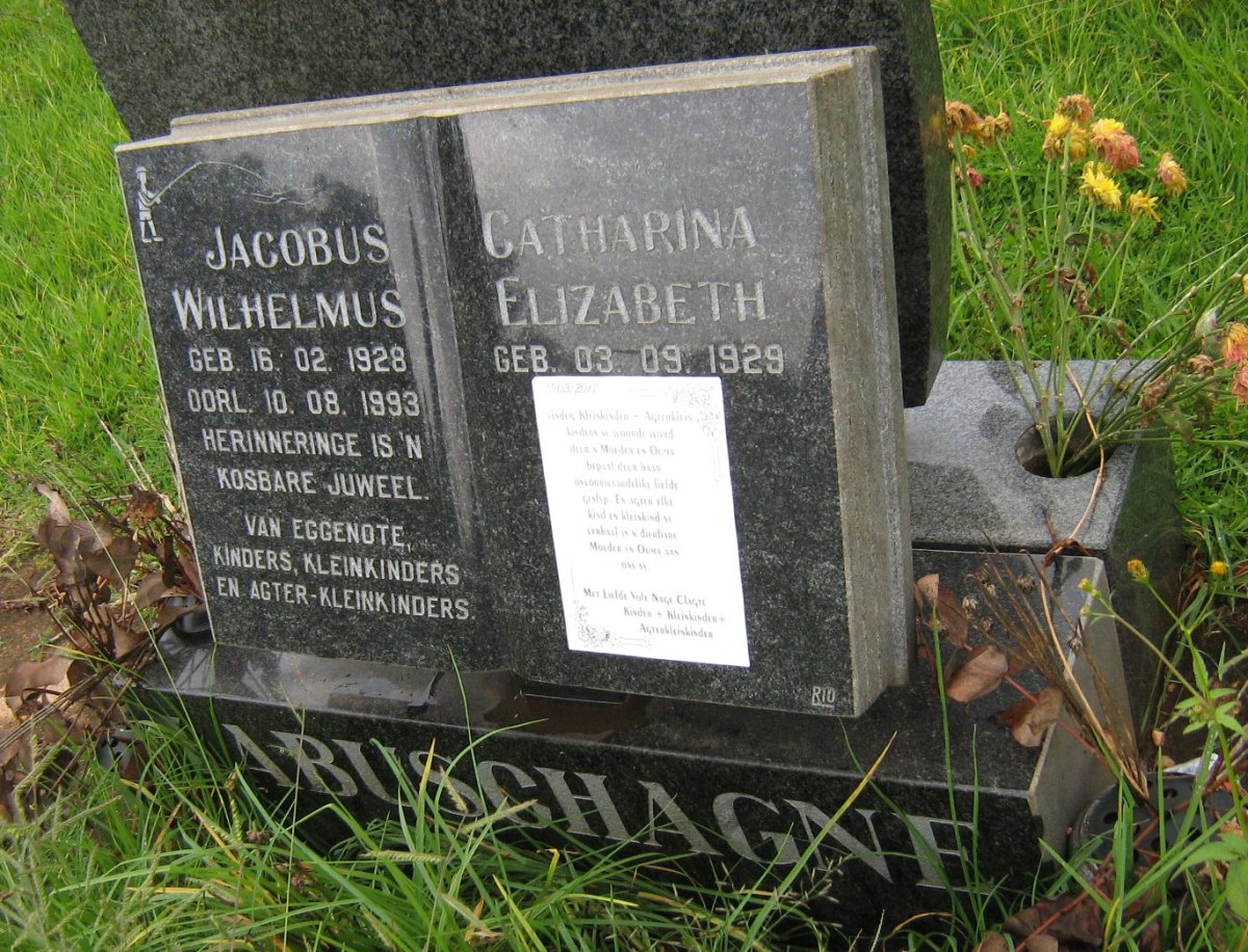 LABUSCHAGNE Jacobus Wilhelmus 1928-1993 &amp; Catharina Elizabeth 1929-