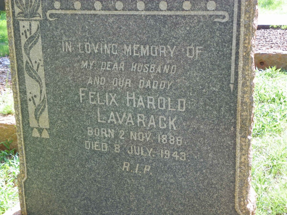 LAVARACK Felix Harold 1888-1943
