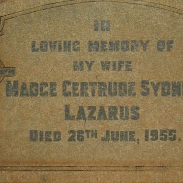 LAZARUS Madge Gertrude Sydney -1955