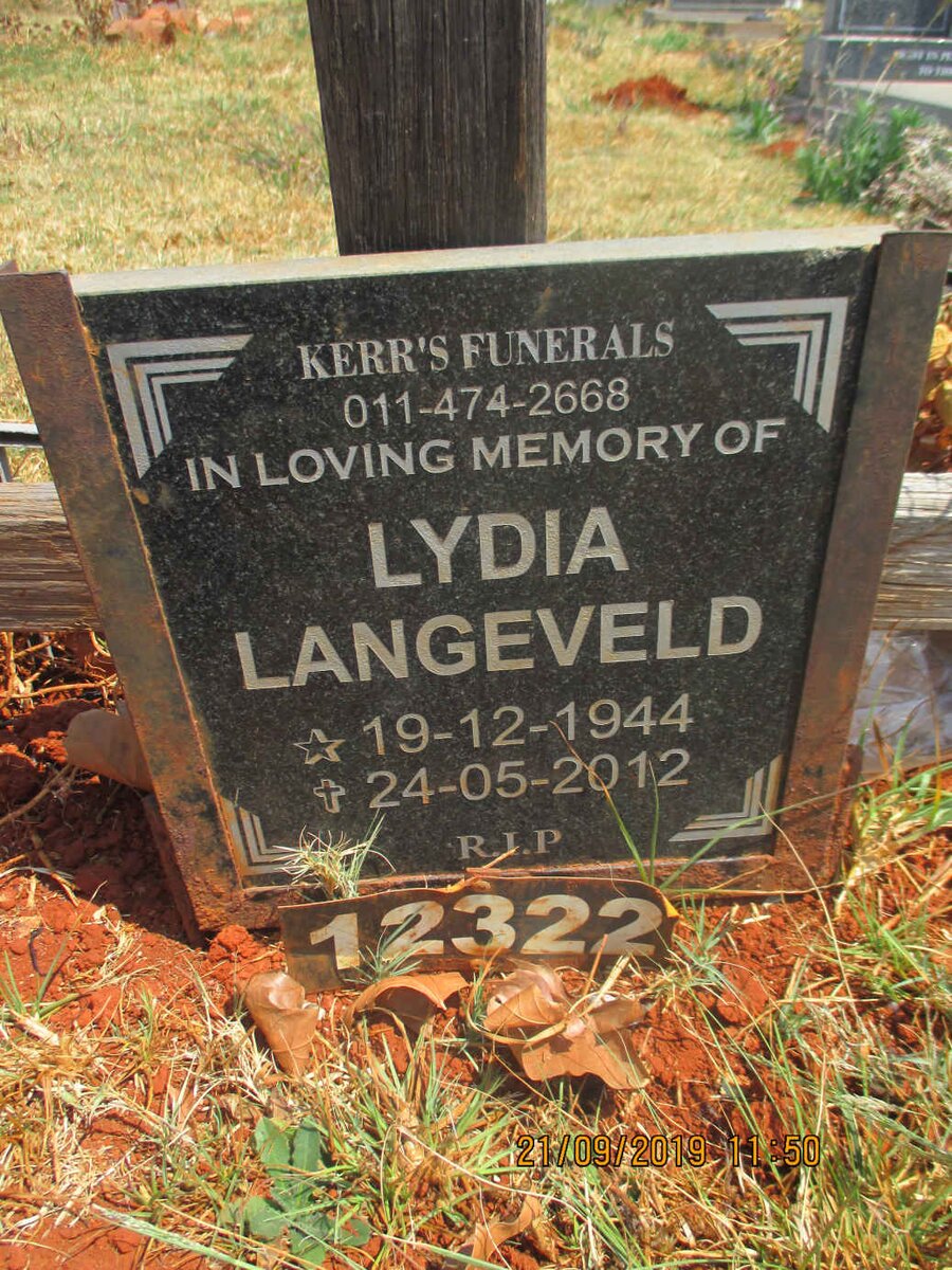 LANGEVELD Lydia 1944-2012