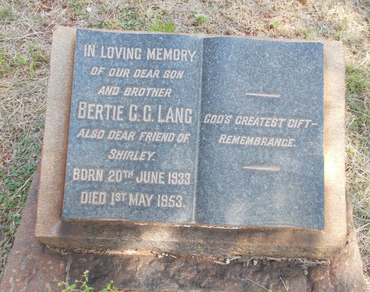 LANG Bertie C.G. 1933-1953
