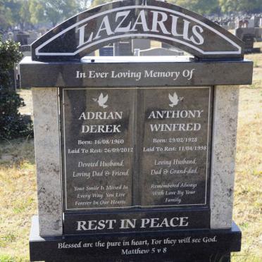 LAZARUS Anthony Winfred 1928-1998 :: LAZARUS Adrian Derek 1960-2012
