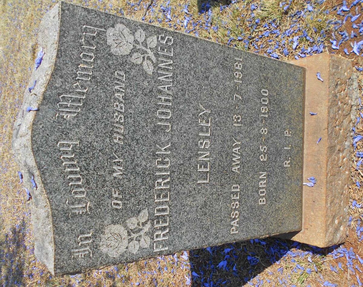 LENSLEY Frederick Johannes 1900-1961