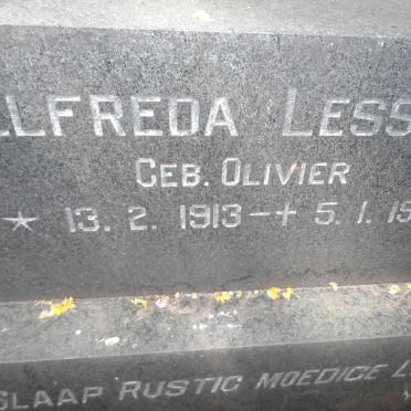 LESSING Elfreda nee OLIVIER 1913-1974