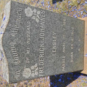 LENSLEY Frederick Johannes 1900-1961