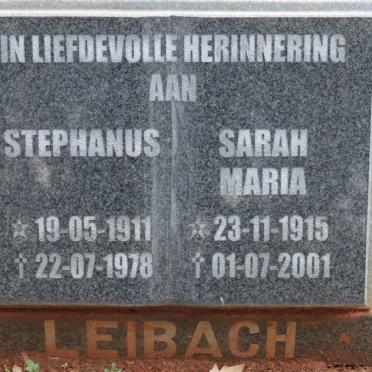LEIBACH Stephanus 1911-1978 &amp; Sarah Maria 1915-2001