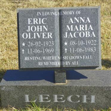 LEECH Eric John Oliver 1923-1969 &amp; Anna Maria Jacoba 1922-1983