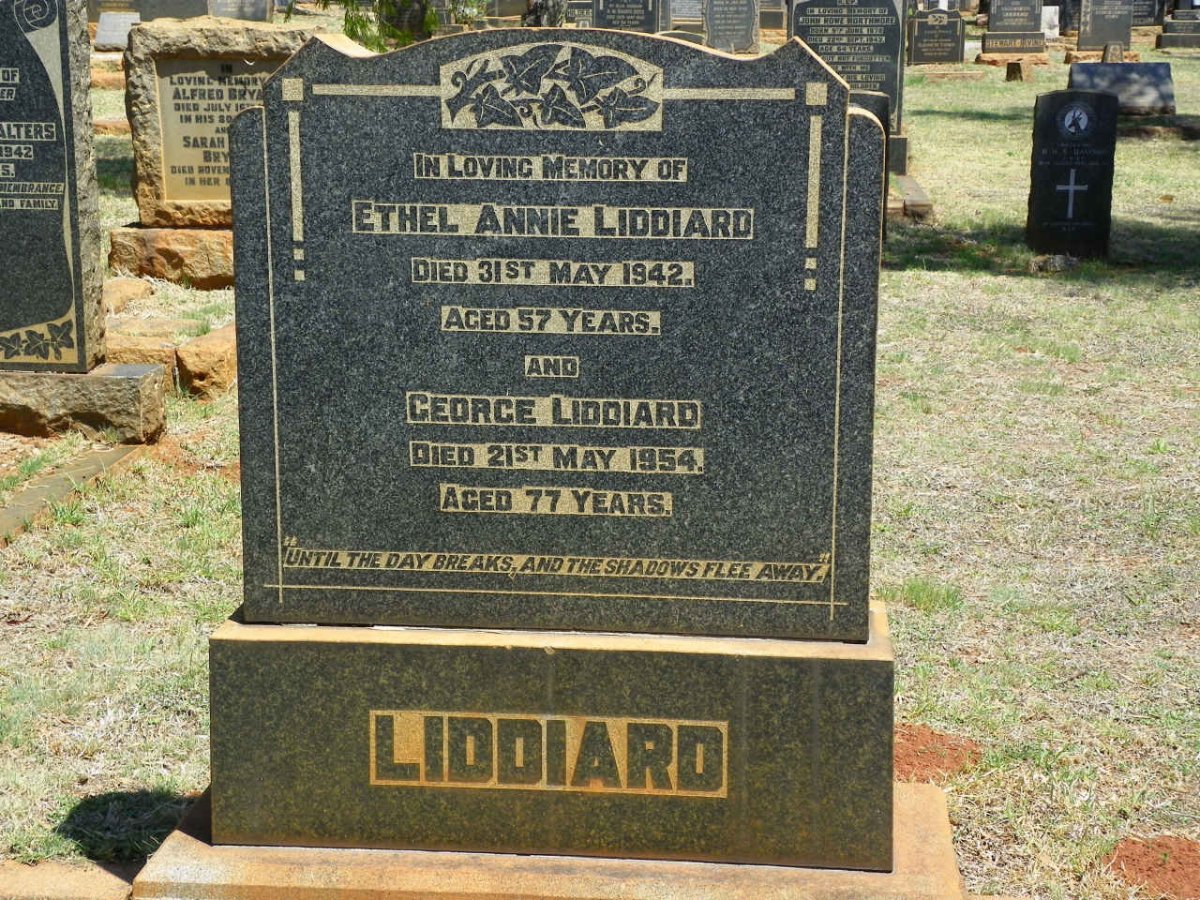 LIDDIARD George -1954 &amp; Ethel Annie -1942