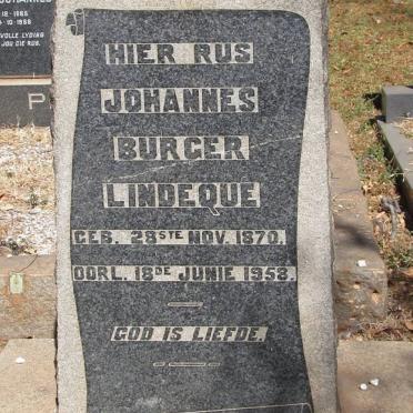 LINDEQUE Johannes Burger 1870-1958