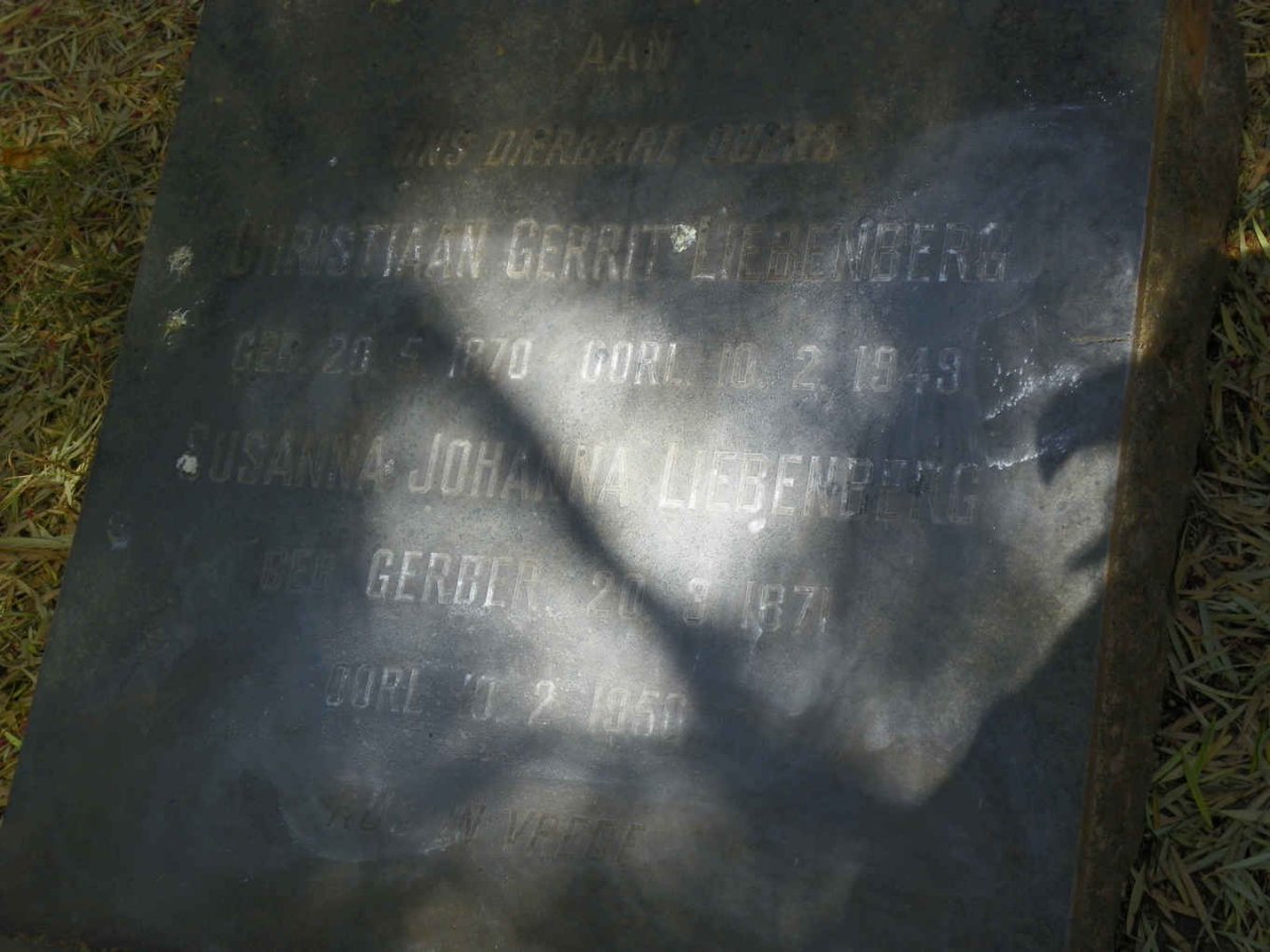 LIEBENBERG Christiaan Gerrit 1870-1949 &amp; Susanna Johanna GERBER 1871-1950