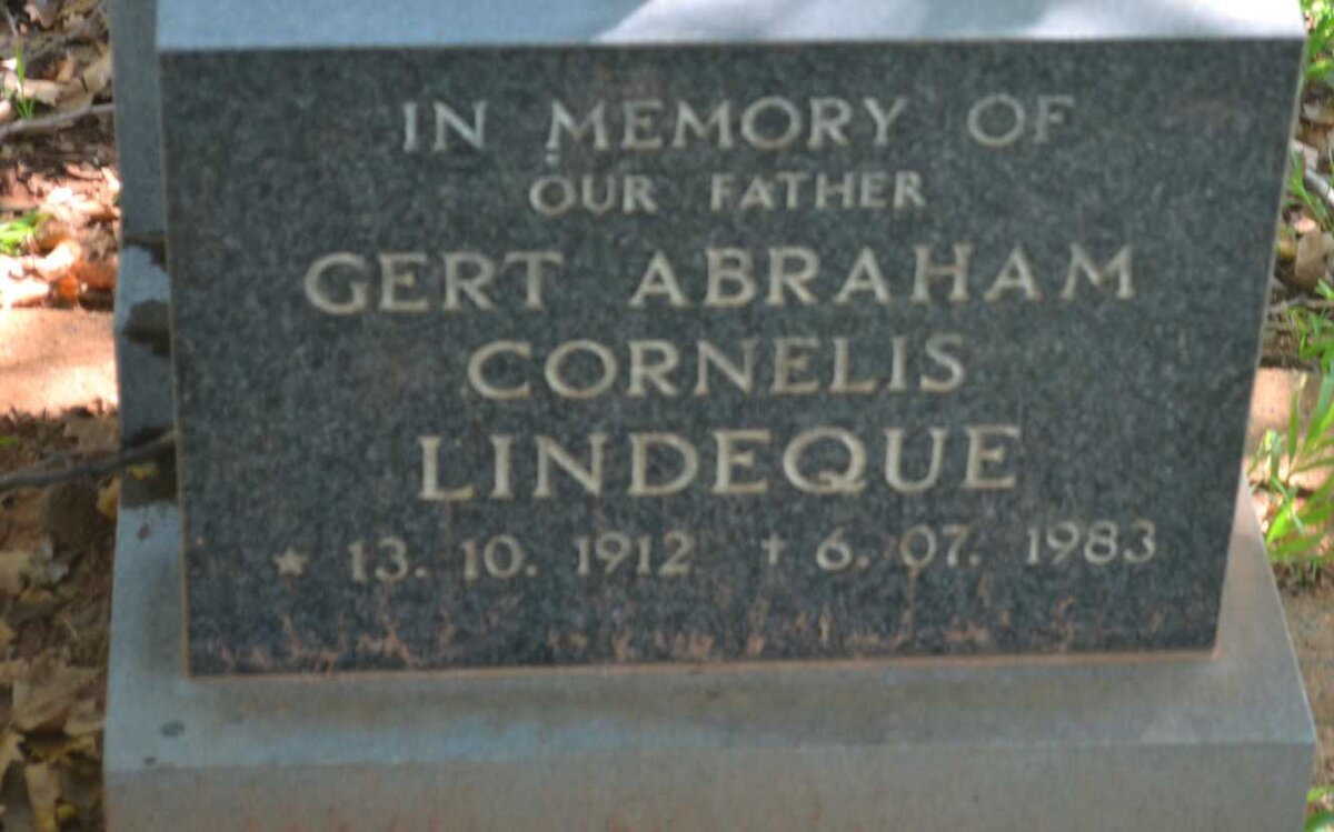 LINDEQUE Gert Abraham Cornelis 1912-1983