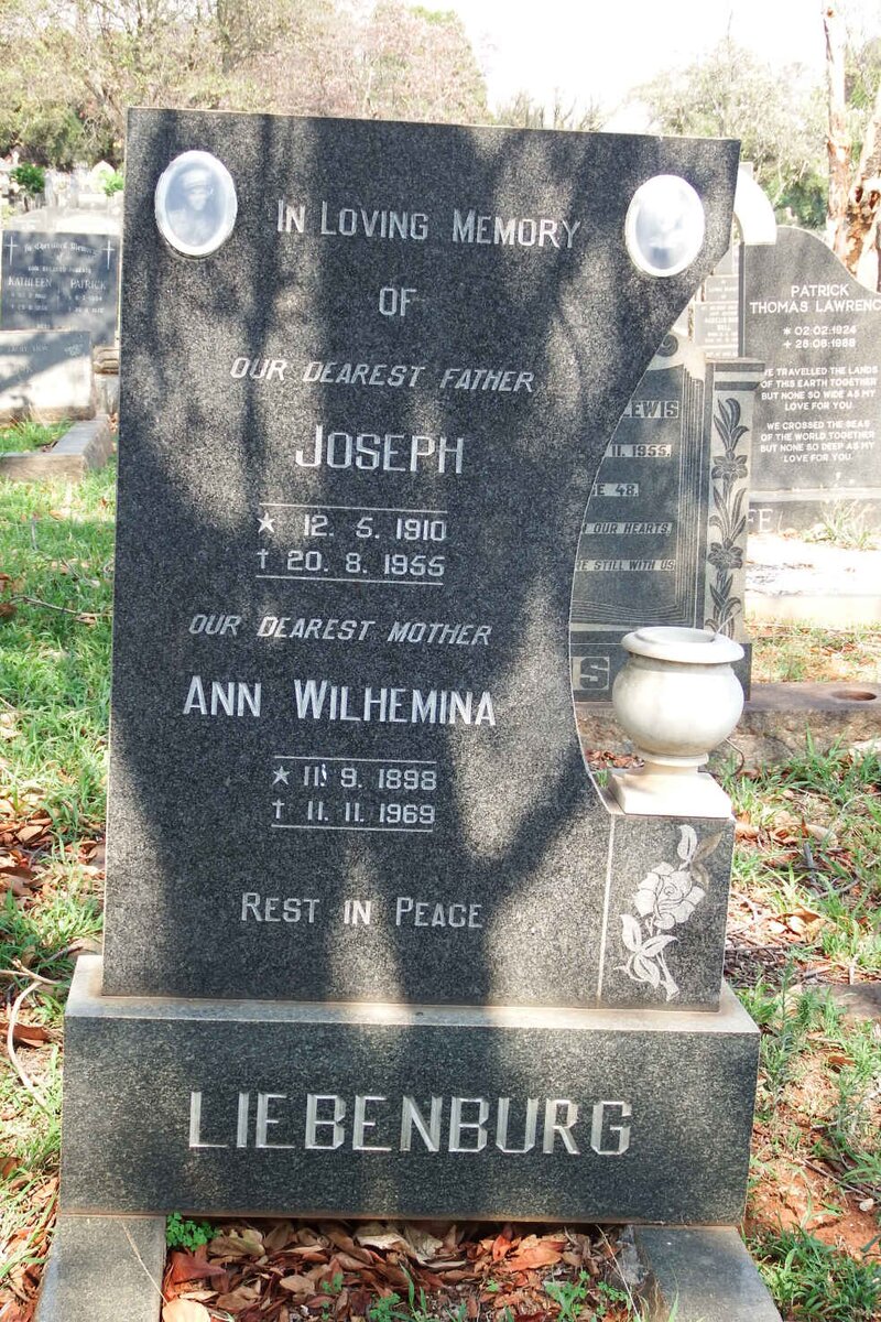 LIEBENBURG Joseph 1910-1955 &amp; Ann Wilhemina 1898-1969