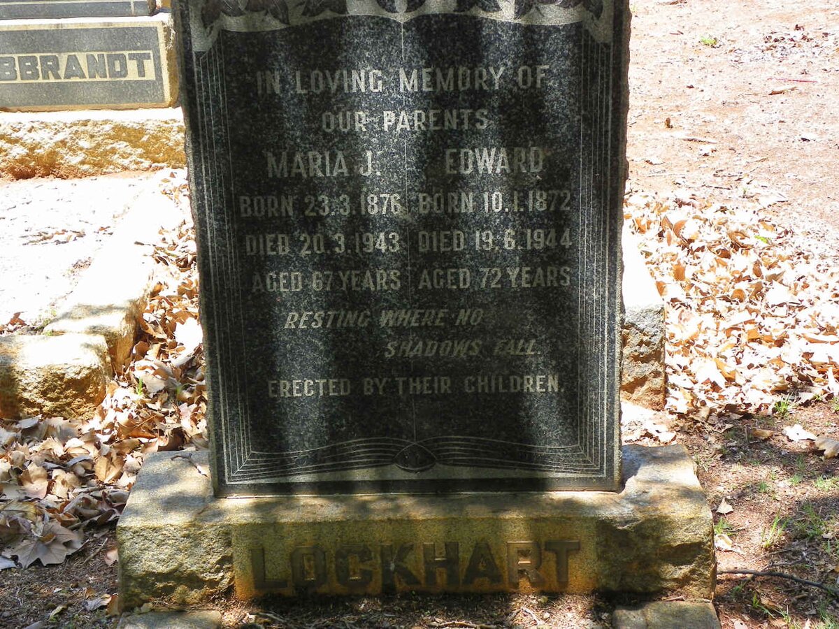 LOCKHART Edward 1872-1944 &amp; Maria J. 1876-1943