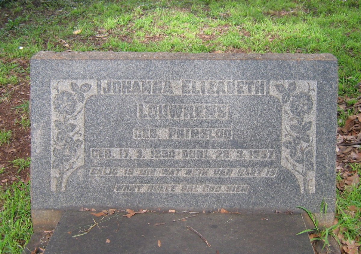 LOUWRENS Johanna Elizabeth nee PRINSLOO 1890-1957