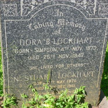 LOCKHART N. Stuart 1870-1951 &amp; Dora B. SIMPSON 1873-1947