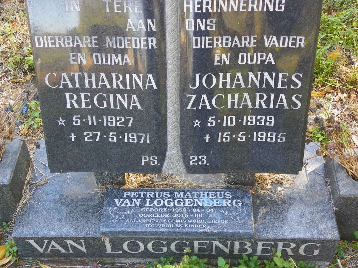 LOGGENBERG Johannes Zacharias, van 1939-1995 &amp; Catharina Regina 1927-1971