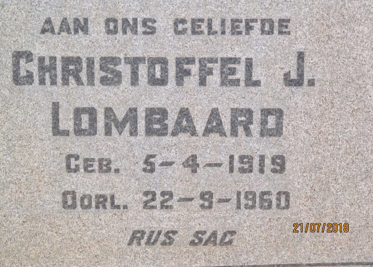 LOMBAARD Christoffel J. 1919-1960