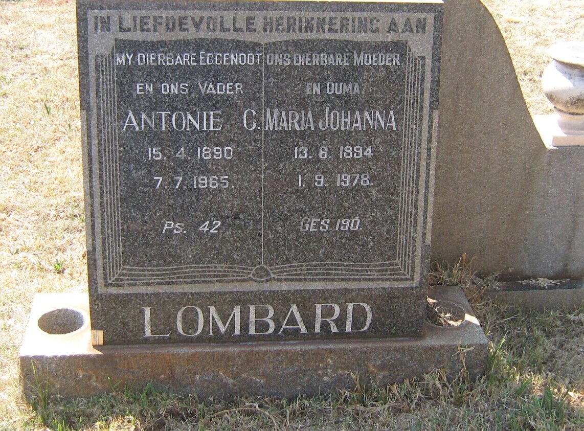 LOMBARD Antonie C. 1890-1965 &amp; Maria Johanna 1894-1978
