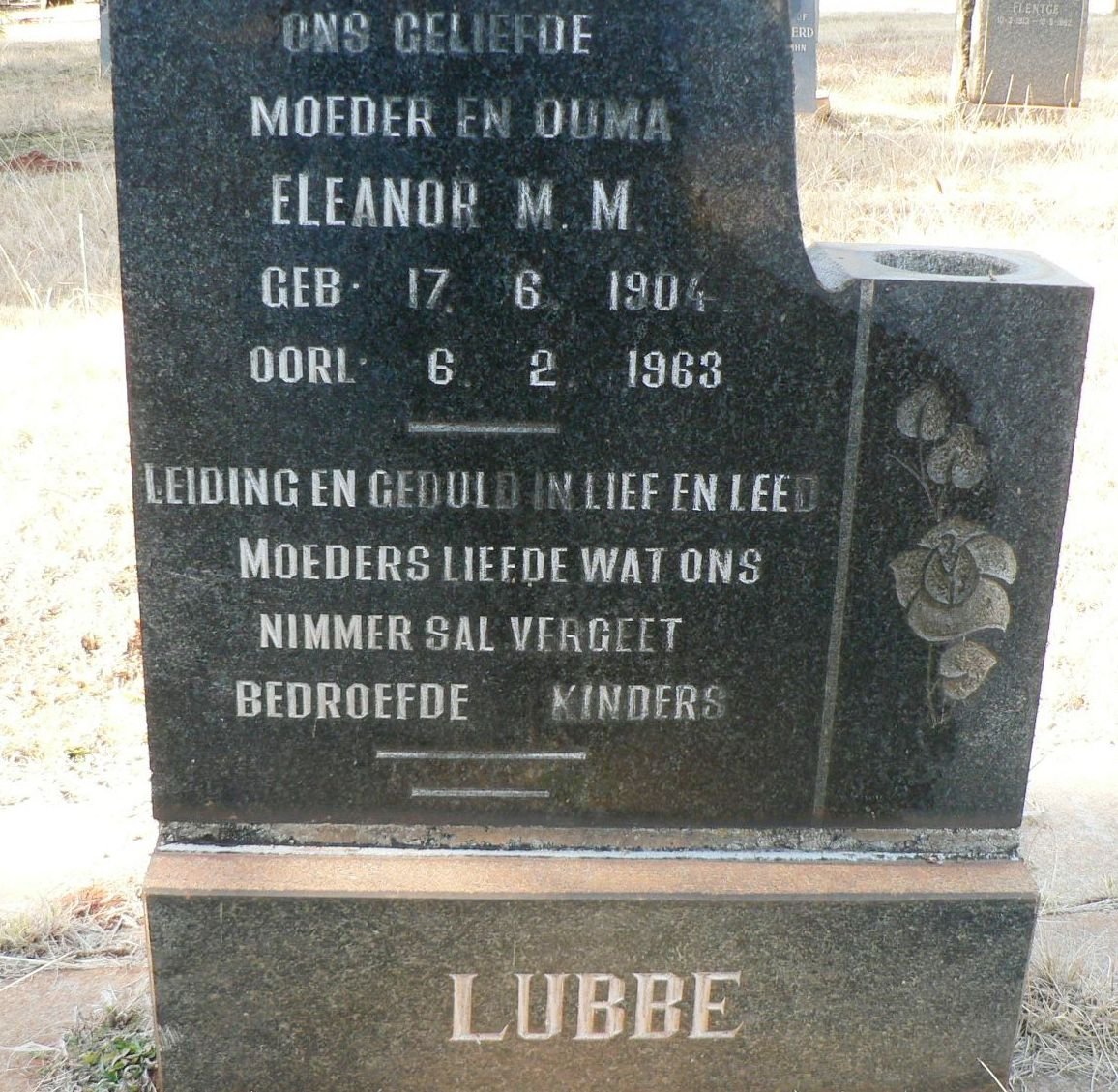 LUBBE Eleanor M.M. 1904-1963