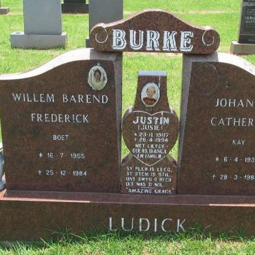 LUDICK Willem Barend Frederick 1955-1984 &amp; Johanna Catherina 1933-1985 :: BURKE Justin 1987-1994