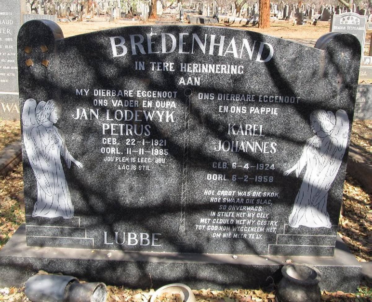 LUBBE Jan Lodewyk Petrus 1921-1985 :: BREDENHAND Karel Johannes 1924-1958