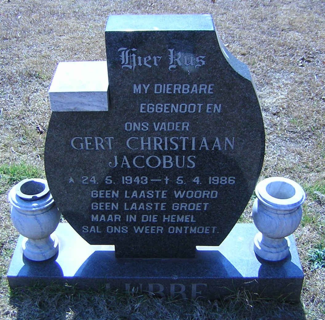 LUBBE Gert Christiaan Jacobus 1943-1986