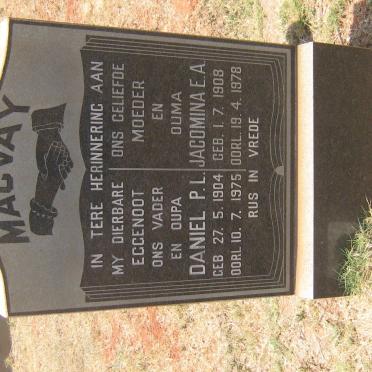 MacVAY Daniel P.L. 1904-1975 &amp; Jacomina E.A. 1908-1978