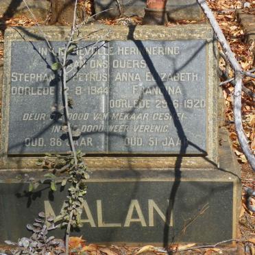 MALAN Stephanus Petrus -1944 &amp; Anna Elizabeth Francina -1920