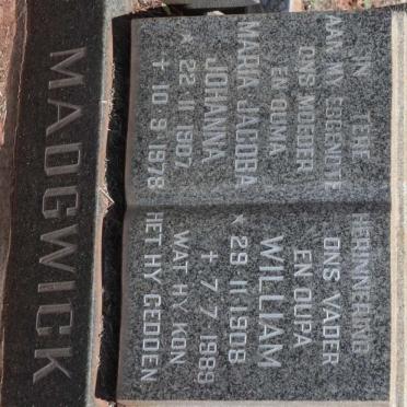 MADGWICK William 1908-1989 &amp; Maria Jacoba Johanna 1907-1978