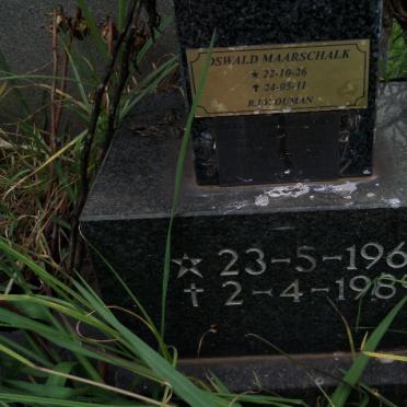 MAARSCHALK Oswald 1926-2011 &amp; Nellie 1936-2006 :: MAARSCHALK Ossie 1961-1989 