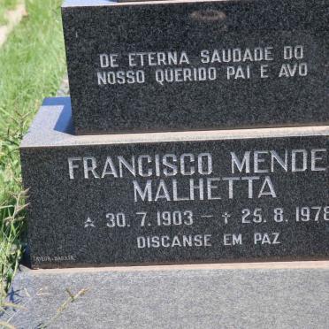 MALHETTA Francisco Mendes 1903-1978 &amp; Ana M. 1901-1975