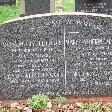 MANSFIELD John Thomas -1959 &amp; Mary Catherine -1946