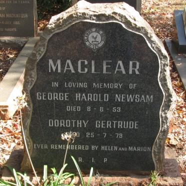 MACLEAR George Harold Newsam -1953 &amp; Dorothy Gertrude -1979