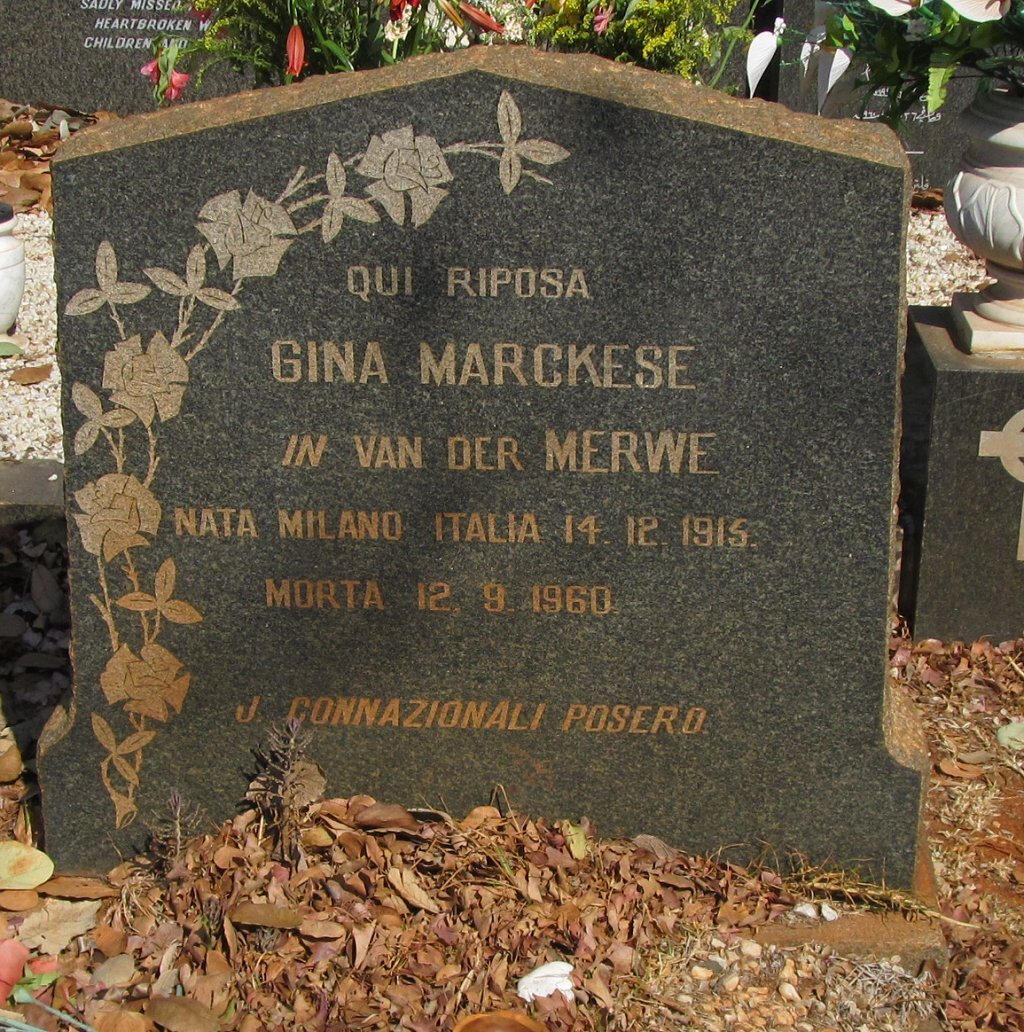 MARCKESE Gina nee van der MERWE 1915-1960