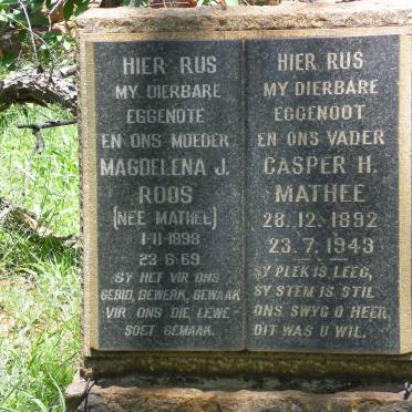 MATHEE Casper H. 1892-1943 :: ROOS Magdelena J. nee MATHEE 1898-1969