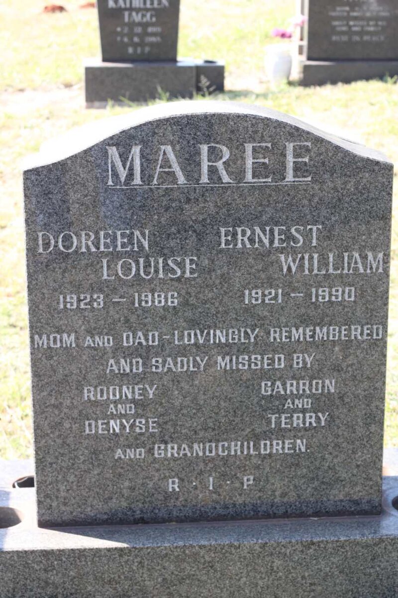 MAREE Ernest William 1921-1990 &amp; Doreen Louise 1923-1986