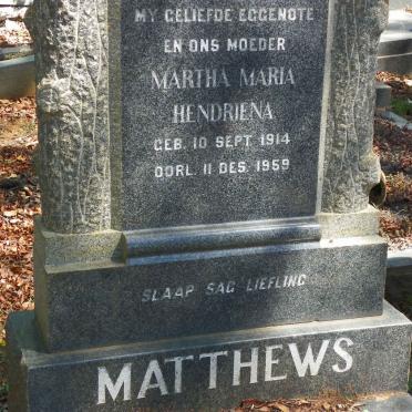 MATTHEWS Martha Maria Hendriena 1914-1959