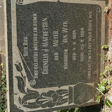 MATHEYSEN Cornelia J. voorheen VAN WYK nee MEYER 1884-1966