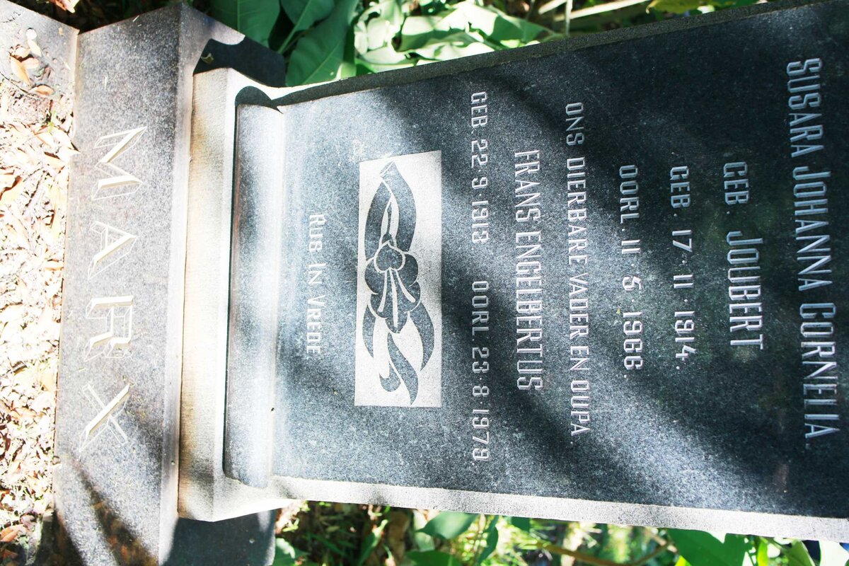 MARX Frans Engelbertus 1913-1979 &amp; Susara Johanna Cornelia JOUBERT 1914-1966