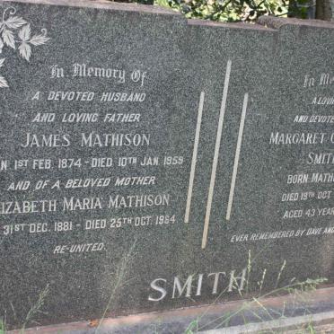 MATHISON James 1874-1959 &amp; Elizabeth Maria 1881-1964 :: SMITH Margaret Christina nee MATHISON -1950