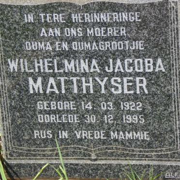 MATTHYSER Wilhelmina Jacoba 1922-1995