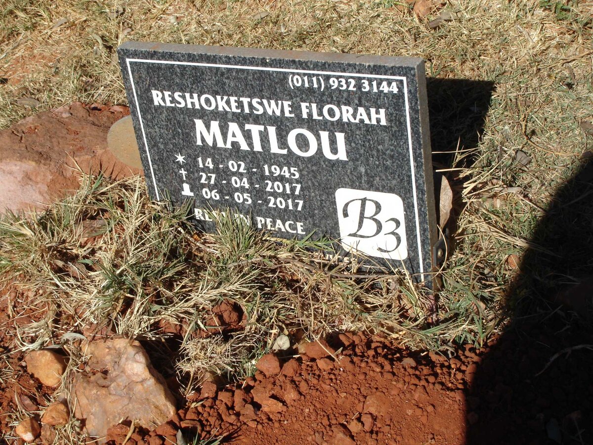 MATLOU Reshoketswe Florah 1945-2017