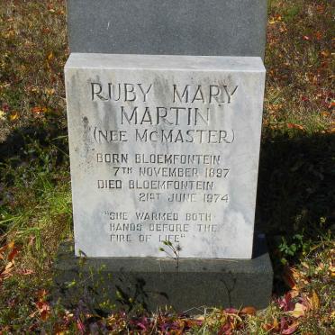 MARTIN Ruby Mary nee McMASTER 1897-1974